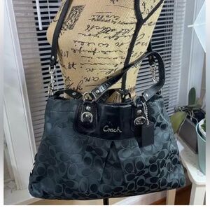 Coach Signature Black Sateen Shoulder Bag F15510